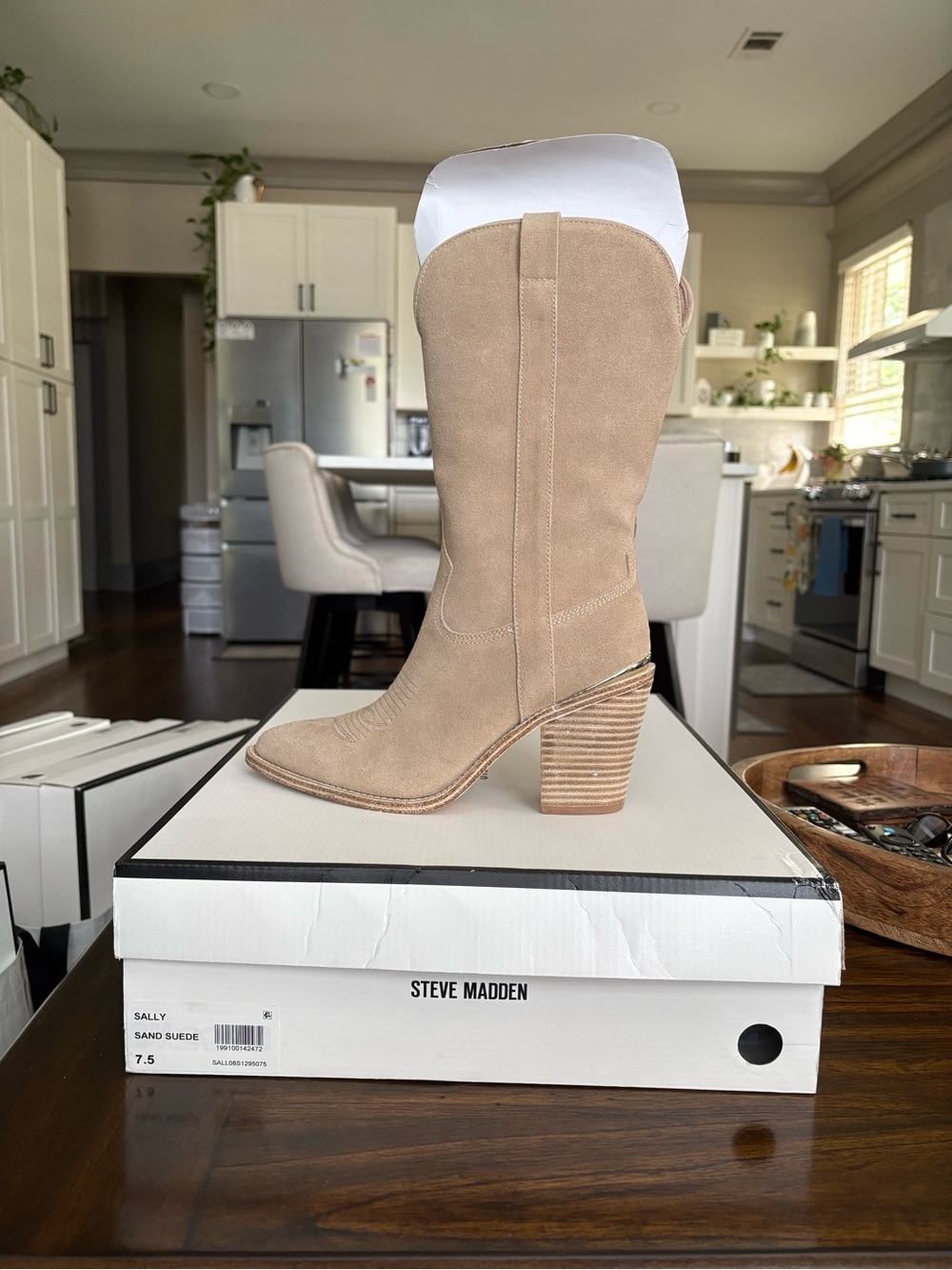 Steve Madden Sally Sand Suede Western Heeled Boot - Picture 2 of 8
